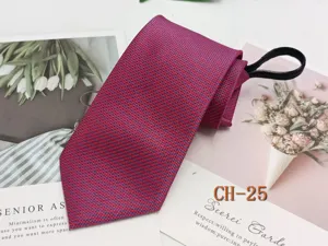 Men's red textured zipper tie, business casual woven striped lazy necktie for men daily wear.