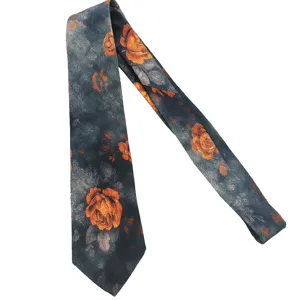 Cravatta da uomo in cotone con stampa floreale vintage, cravatta casual retro da 8 cm ideale.