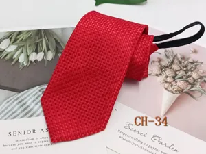 Men's red zipper tie with textured woven design, perfect for business and formal wear detail.