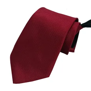 Men's Red Zipper Tie Ready Made Striped Necktie Business Wedding Formal Wear 8cm