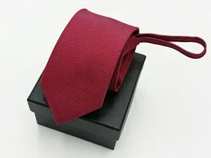 Men's formal business zipper necktie burgundy red color with elegant black gift box set.
