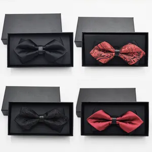 Mens bow tie gift box set, elegant classic wedding groomsmen formal bowtie packaged.