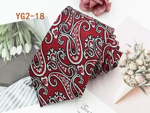 Men's red paisley jacquard necktie 8cm wide elegant business casual formal wear accessory