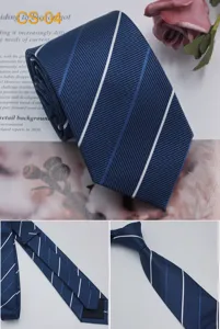 Cravatta da uomo classica in seta per affari, cravatta formale professionale larga 8 cm blu scuro.