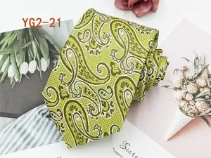 Green paisley jacquard mens necktie casual business 8cm polyester silk fashion neck wear
