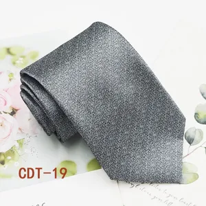 Men's grey necktie business formal jacquard polyester tie classic hand-tied neckwear for daily wear
