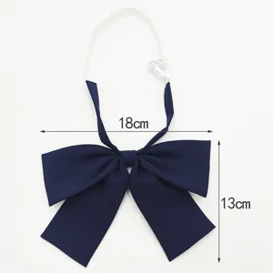 Nœud papillon d'uniforme JK bleu foncé style japonais, tissu mat avec sangle réglable.