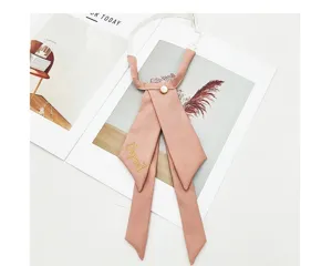 Pink JK Style Ribbon Bow Tie with Pearl and Elegant Embroidery for School Uniforms and Daily Wear