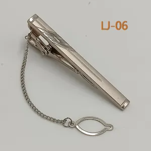 Silver business metal tie clip for men with chain simple fashion workplace accessory