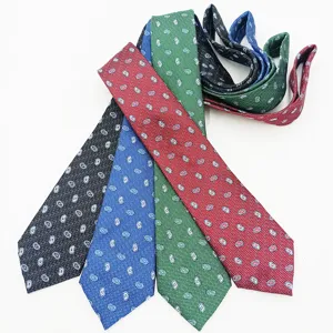Men business casual tie paisley jacquard polyester 8cm necktie set for office wedding