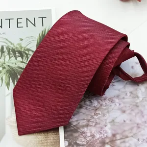 Red men business formal necktie zipper tie wedding Korean style polyester silk accessory