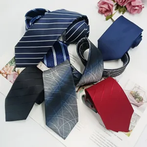 Men's business neckties set, classic striped and solid color polyester ties for suits.