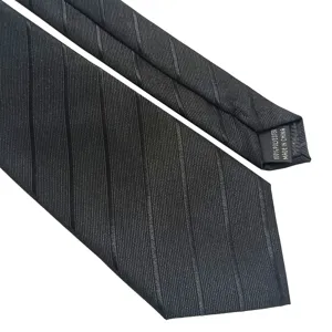 Men's classic black striped business necktie, elegant formal wear jacquard tie for men.