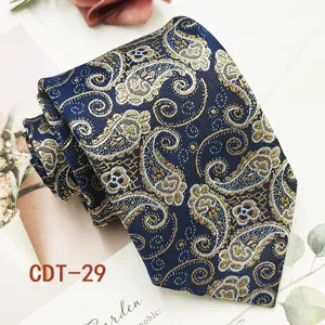 Classic men's blue paisley jacquard necktie for business formal wear, elegant design.