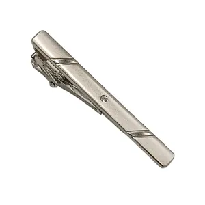 Men's silver tie clip business formal metal tie bar accessory for professional workplace outfits.