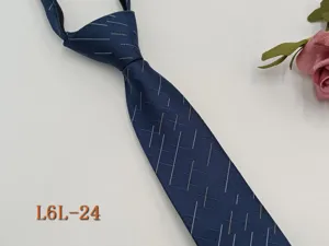 Men's business zipper necktie with stylish stripe patterns, easy-to-wear pre-tied design.