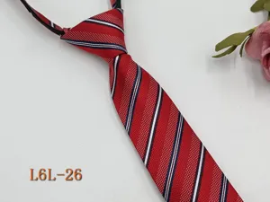 Men's red striped zipper necktie business formal wear Korean style 6cm narrow ready-made tie
