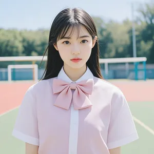 Uniforme JK japonais grand nœud papillon rose, bel accessoire de col d'étudiant.
