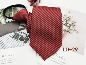 Men business zipper tie red black striped 8cm lazy necktie formal work office wear