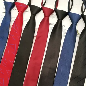 Men Business Tie Striped Pattern Zipper Necktie Casual Formal Suit Neck Wear Fashion Business Accessory