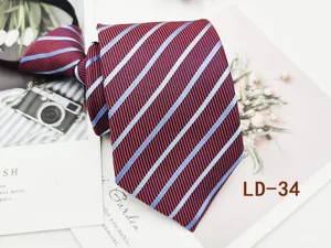 Red striped zipper tie for men business formal wear 8cm wide workplace necktie detail