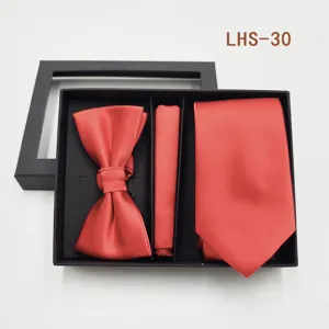 Conjunto corbata pajarita pañuelo hombre rojo boda formal traje de negocios accesorios