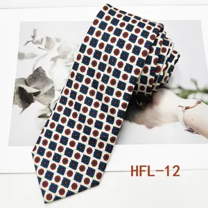 Retro geometric print men necktie for business formal and casual suit wear 8cm wide