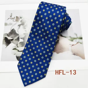 Men's stylish blue floral print necktie 8cm classic business wedding suit accessory detail