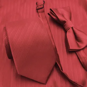 Conjunto de corbata y pajarita roja para hombre, accesorios de traje de boda formal, tela elegante.