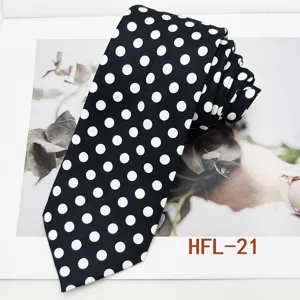 Classic black and white polka dot men tie retro business formal suit accessory 8cm width.
