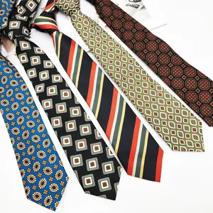 Men's Vintage Business Necktie Classic Printed Polyester Retro Diagonal Stripe Paisley Neck Tie Fashion Suit Accessory