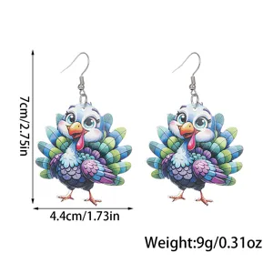 Bunte acryl putzig truthahn ohrringe modische tier ohrhänger für damen schmuck geschenk