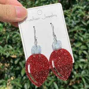 Weihnachtslicht Birne Acryl Glitzer Ohrringe festlich modischer Schmuck Damen Geschenk