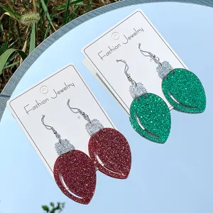 Kreative Glitzer Acryl Weihnachten Glühbirne Ohrhänger Handgefertigte Festival Urlaub Ohrringe Für Damen Party Schmuck Geschenk
