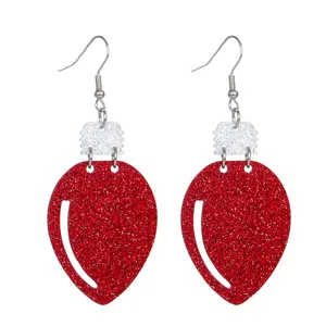 Weihnachten rote Glitzer Glühbirne Acryl Ohrringe festliche Party Schmuck Geschenke Damen