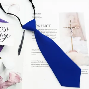 Solid color children tie, cute blue school uniform accessory, 23cm short JK tie for girls daily wear.
