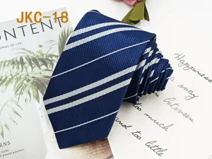 Classic blue and white striped necktie for JK uniform, fashion casual 7cm tie accessory.