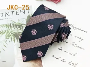 Classic JK uniform tie with jacquard stripes and crest embroidery, elegant and versatile accessory.