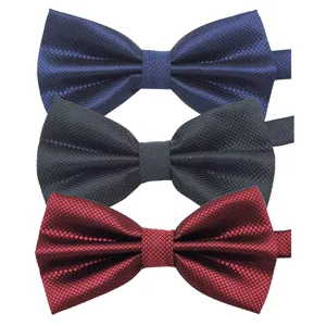 Farfallino Tinta Unita da Uomo Griglia Cubo Magico Britannico Matrimonio Formale Doppio Strato Nodo a Farfalla Collo Moda