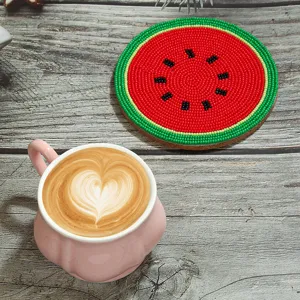 Handgemaakte kraal watermeloen onderzetter schattige fruit warmte mat tafeldecoratie