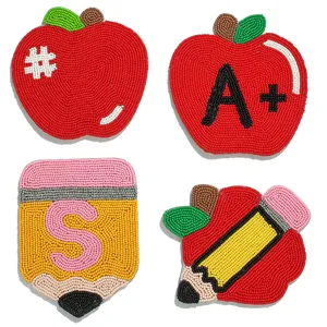 Set di sottobicchieri di perline fatti a mano mela matita tappetino da tavola decorativo