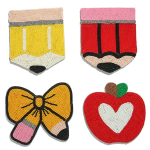 Handmade Glasperlen Bleistift Apfel Untersetzer Set Schreibtisch Deko Tischmatte