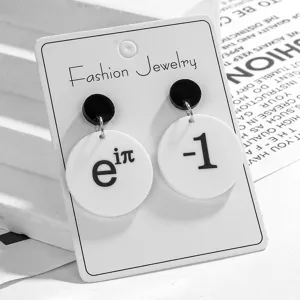 Mathematische Gleichung Acryl Ohrringe schwarz weiss runde Ohrloeser Schmuck Details