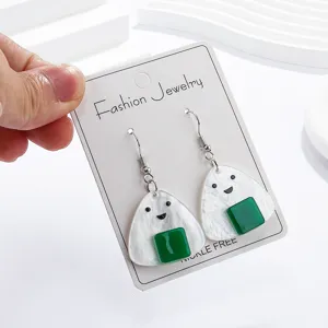 Belles boucles d'oreilles pendantes en acrylique boules de riz japonaises pour femmes.