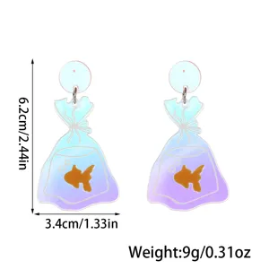 Kreative Acryl Goldfisch Beutel Ohrringe Mode Farbverlauf Ohrhänger für Damen Schmuck.