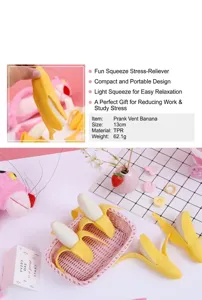 Nahaufnahme des kreativen Bananen-Stressabbauspielzeugs mit Details.