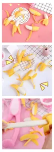 Detail eines dehnbaren Bananen-Stressspielzeugs, das seine Flexibilität zeigt.