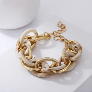 Klobige Acrylharz & Gold Metall Kette Armband Statement Vintage Schmuck Stück