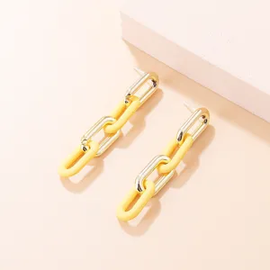 Schicke Acryl und Metall Kette Ohrringe, Retro Bonbon Stil lange geometrische Ohrhänger.