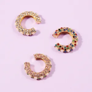 Vintage Strass Perlen Ohrklemmen, stilvolle Clip Ohrringe fuer Damen ohne Ohrloecher.